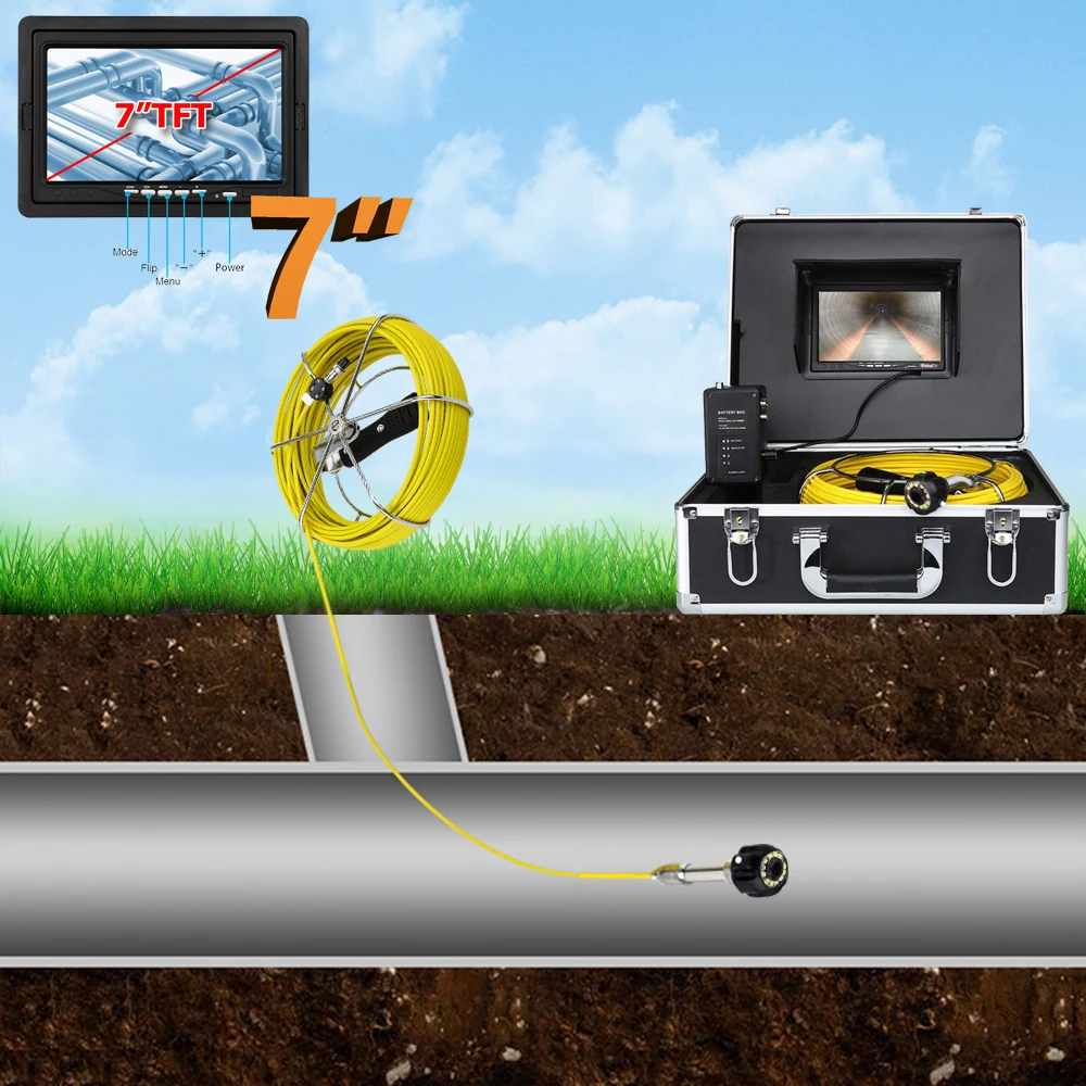 下水道検査ビデオカメラ,8GBメモリカード,23mmレンズ,防水パイプライン内視鏡システム,20〜50m,無料,無料