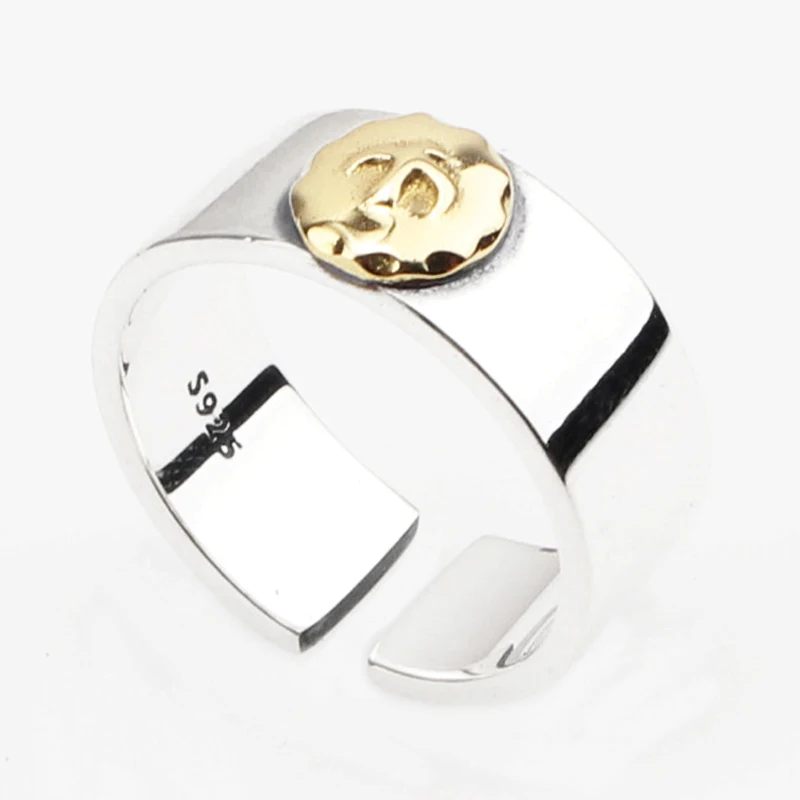 925 sterling silver gold-plated flying eagle open ring for women japanese and korean simple personalized retro trendy men's ring