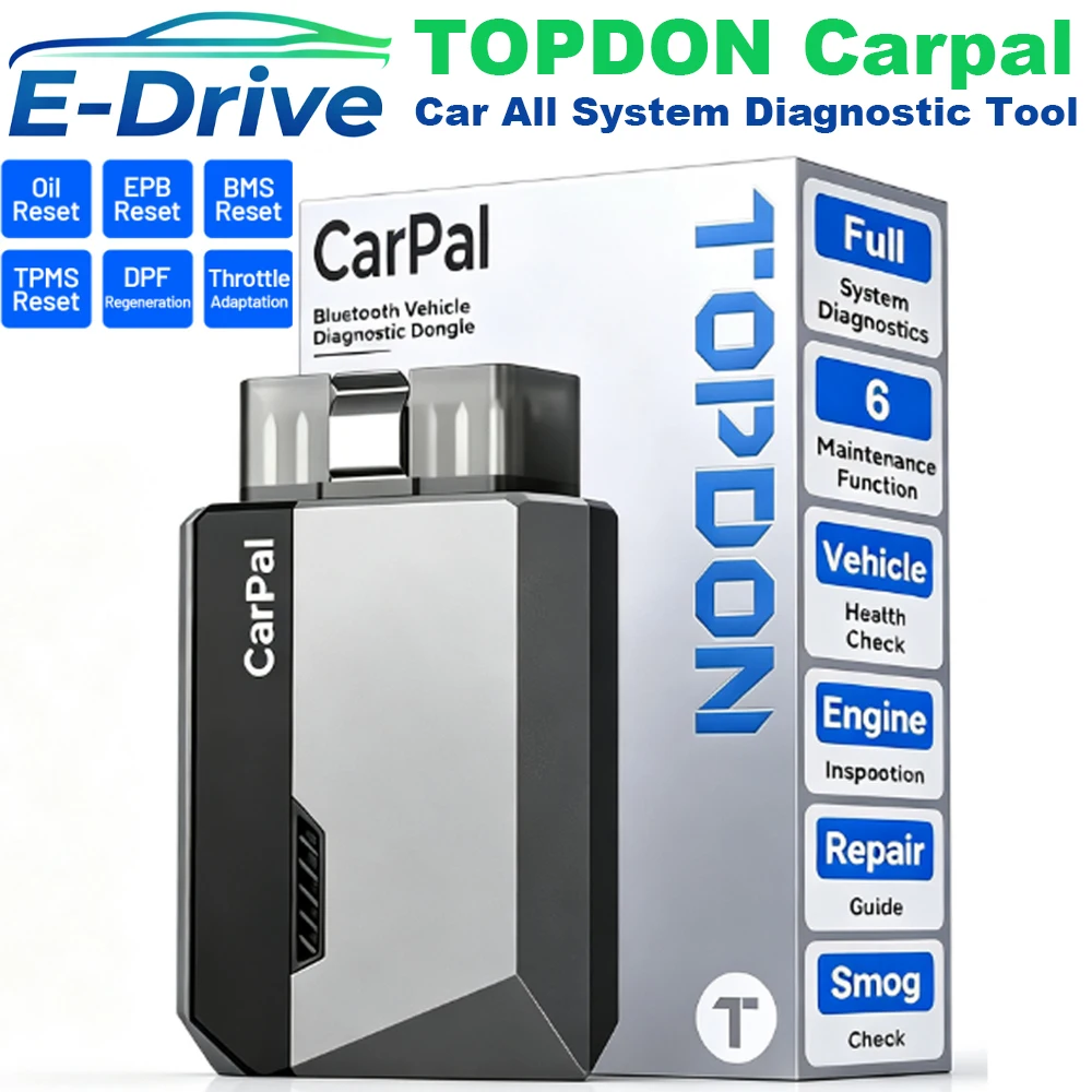 TOPDON CarPal OBD2 Code Reader Scanner Car Health Check Smog Check Battery Test Full System Scan 6 Reset Services