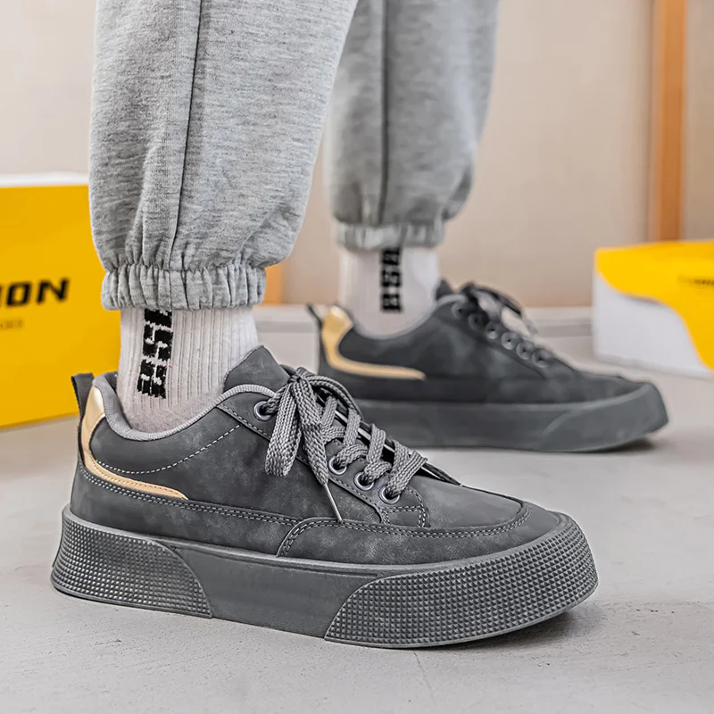 

Лидер продаж, серая обувь для скейтборда, мужские удобные кожаные повседневные кроссовки, мужская уличная нескользящая мужская спортивная обувь zapatillas para hombre