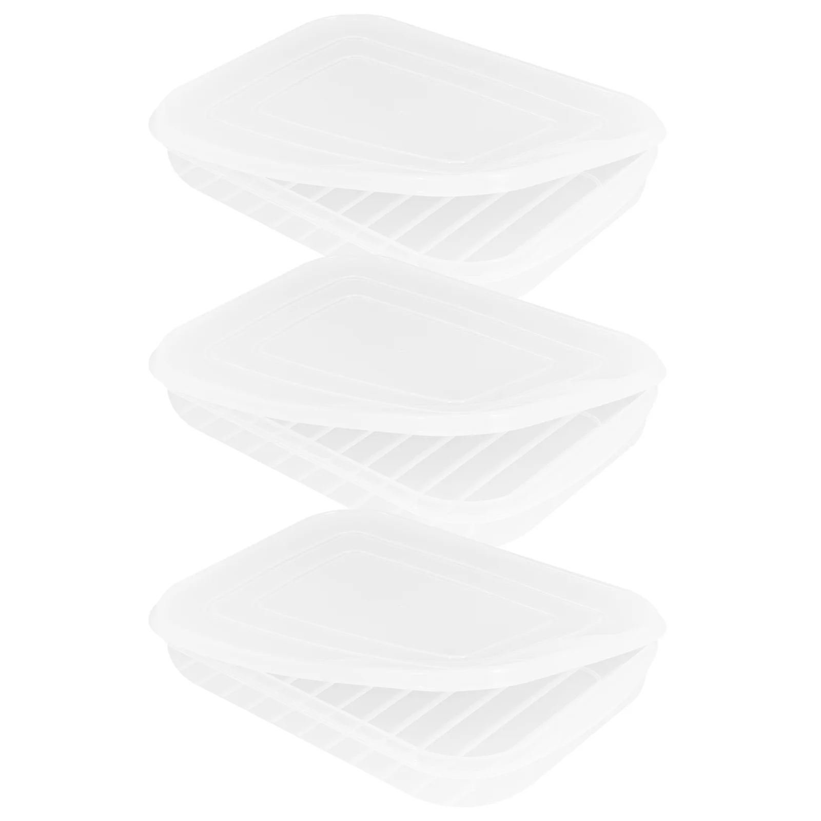 

3pcs Transparent Food Storage Containers For Fridge Airtight Bacon Keeper Large Clear Case Lunch Meat Cheese Organizer Freezer