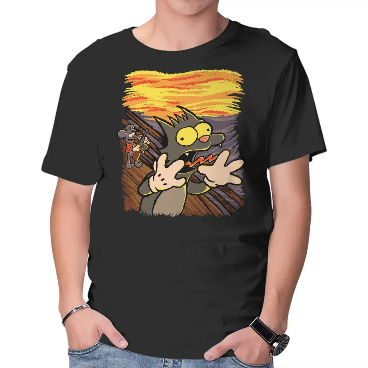 Clothing men Short Sleeve Tees New Arrivals Unisex Summer Itchy Scratchy Scream Anime Graphic T-shirts for Men  COTTON