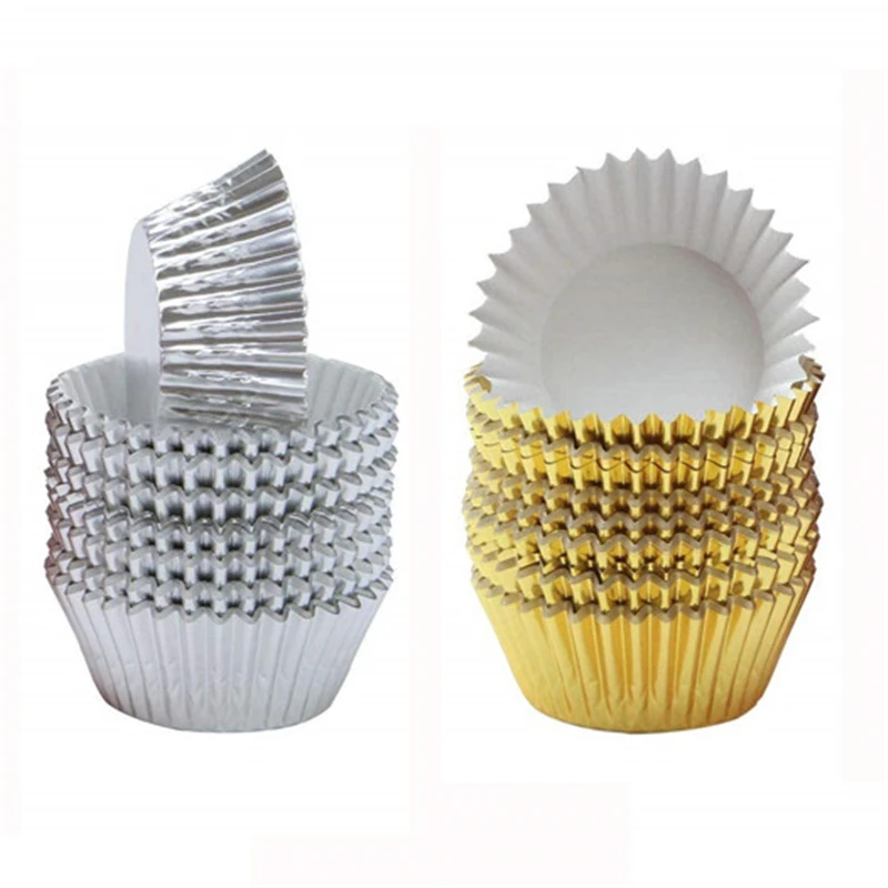 2000 PCS Mini Foil Cupcake Liners Chocolate Candy Wrapper Muffin Paper Cases Baking Cups Gold Silver 2.5CM/1In Wholesale XB
