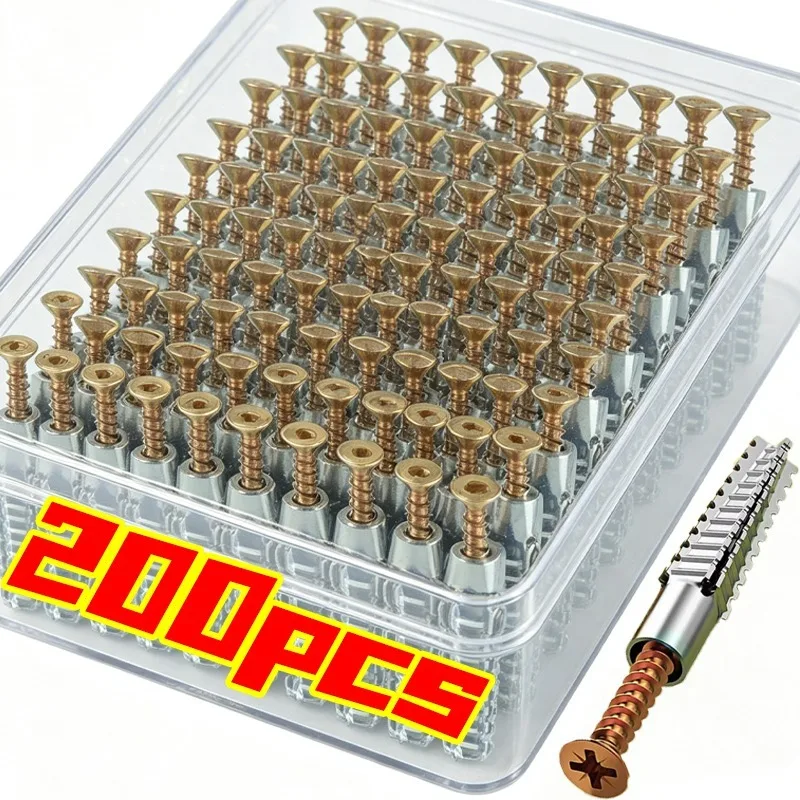 10/200pcs Carbon Steel Serrated Expansion Screws Heavy Duty Steel Wall Anchor Concrete Wall Anchors Fasteners Drilling Plug Bolt
