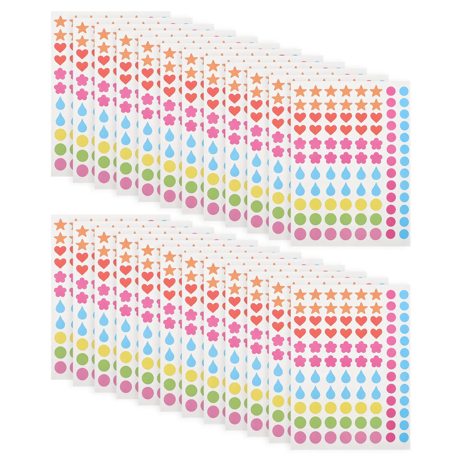 50Sheets Reward Stickers Colorful Heart Star Round Waterdrop Shapes Teacher Incentive Stickers for Classroom and