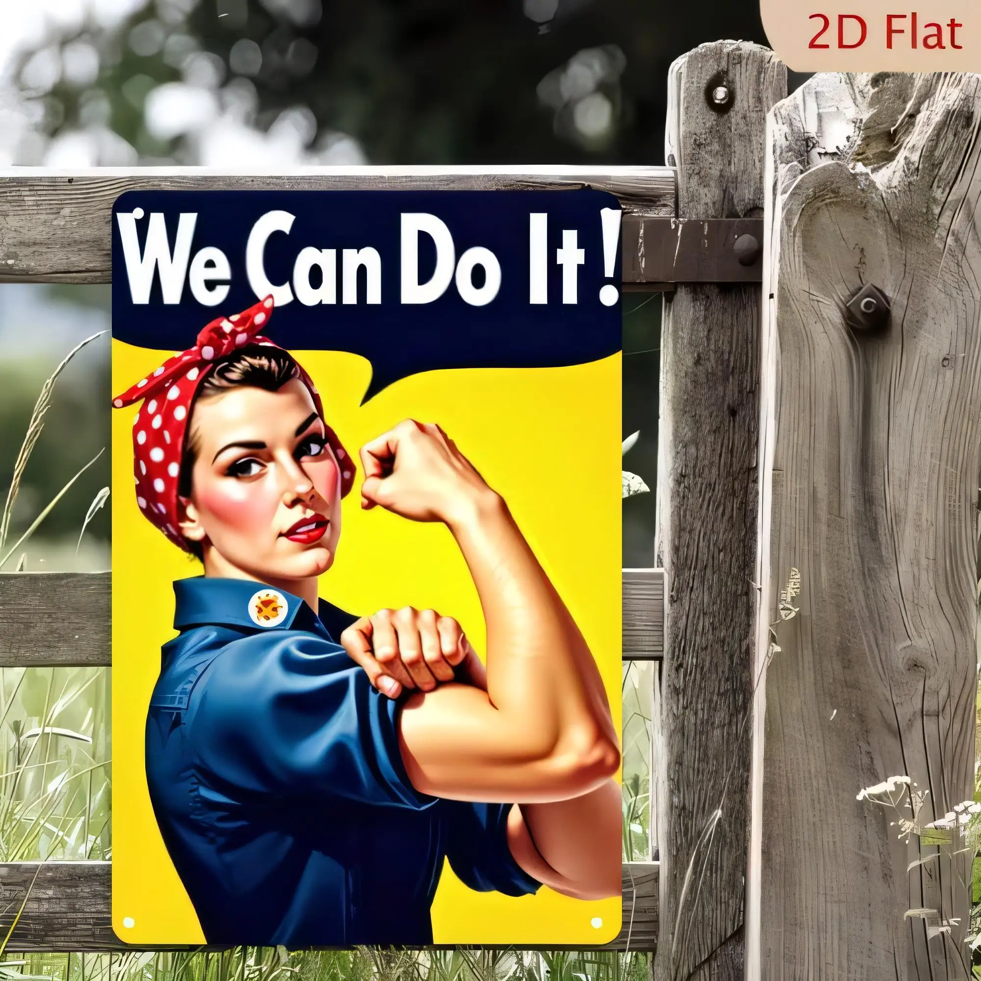 Tin Sign We Can Do It! Vintage Poster Style  Metal Wall Art for Home Bedroom Office Garage Decor Retro Prop   Gift for Women Cou