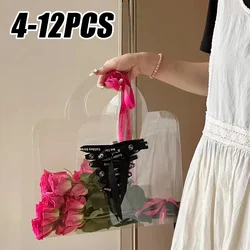 Transparent PET Fresh Flower Box Bouquet Handbag Flowers Wrapping Handbag Festivals Party Gift Rose Package Portable Packing Bag