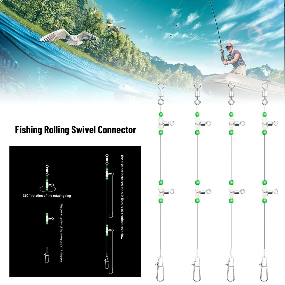 

5pcs 2024 Fishing Leader Fishing Leader Line Swivels Fishing Wire Leader Connecting strut Fishing Tackles Snaps Sinker Snap