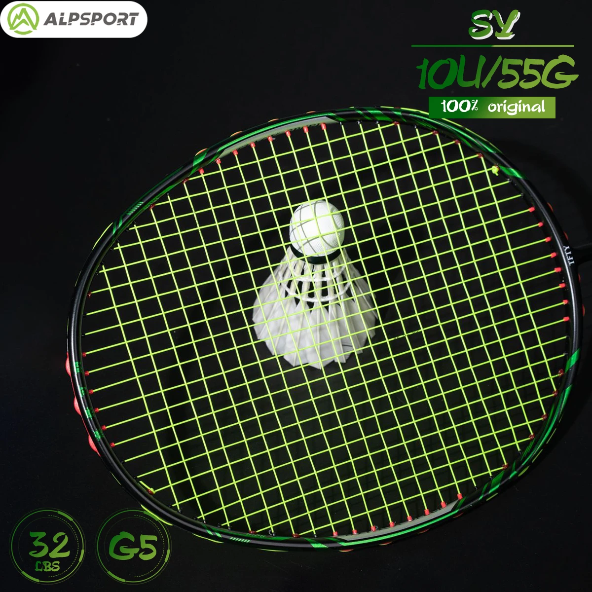 

Alpsport SY 10U Ultra-light T500 Badminton Racket Max 32 lbs Professional Carbon Fiber Intermediate/Advanced Amateur