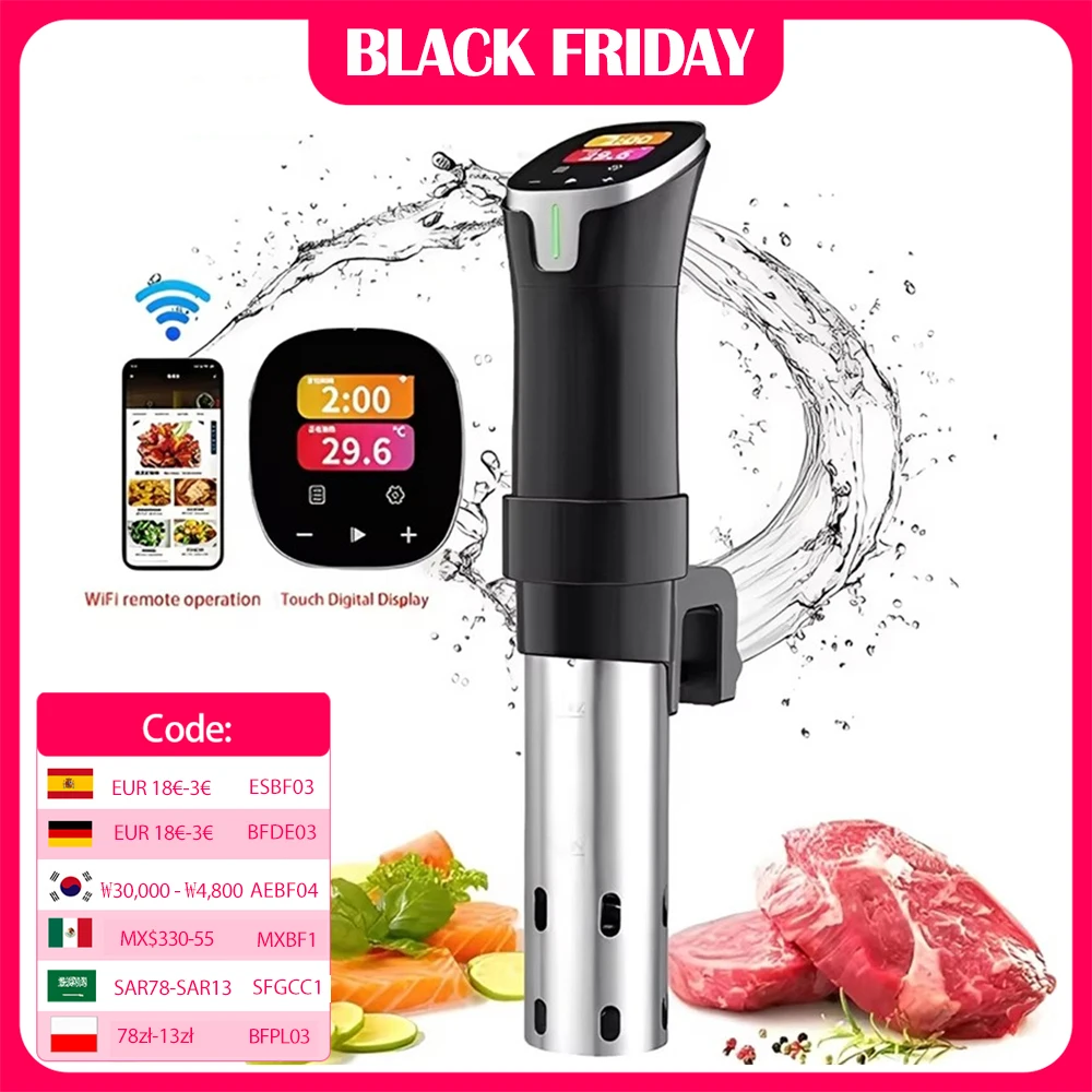1100 واط فراغ Sous فيديو طباخ IPX7 مقاوم للماء الكهربائية طباخ بطيء الغمر المروج الطبخ الدقيق مع شاشة ديجيتال