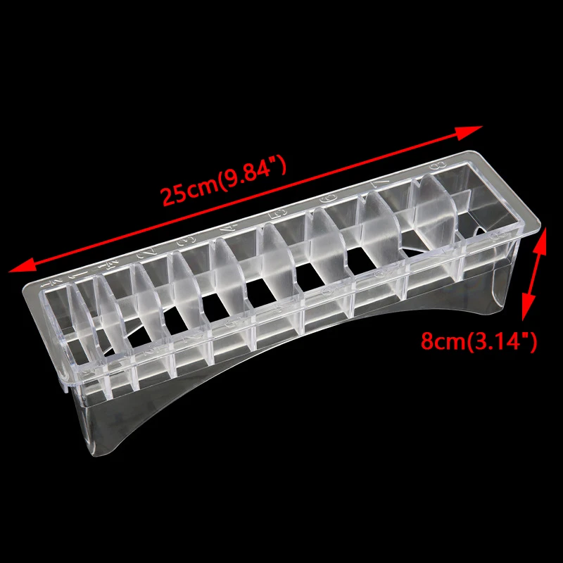 Caixa de armazenamento retangular de plástico guia pente barbeiro cabeleireiro, cabelo elétrico Clipper Limit Comb Organizer, Universal Container