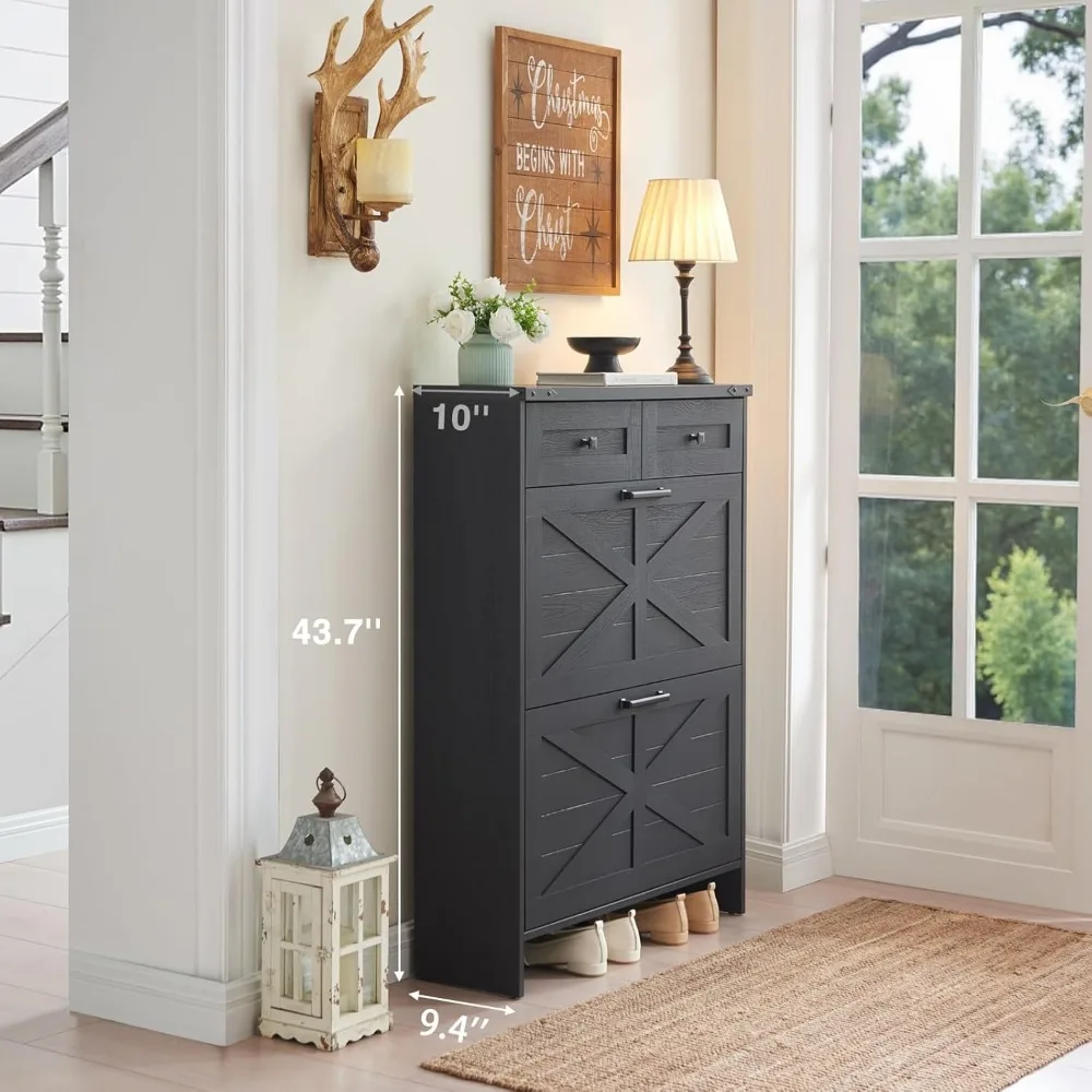 خزانة أحذية قائمة بذاتها على طراز المزرعة مع أدراج مخفية وتصميم ضيق للتخزين الفعال #3