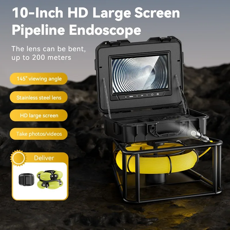 Top Rated 10-inch IPS Color Borescope, Full HD Visual Module Industrial Pipe Inspection Borescope Equipment