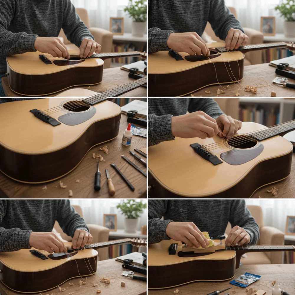​​Wooden Guitar Bridge Clamp​ With Cork Gasket​ ​With L-Wrench​ ​Luthier Tools​ ​Precision Holding ​Bridge Replacement Tool​
