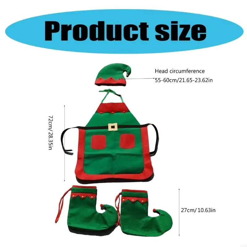 Christmas Elf Apron and Hat Set Christmas Apron Christmas Shoes Christmas Elf Kits Christmas Costume Outfits for Party