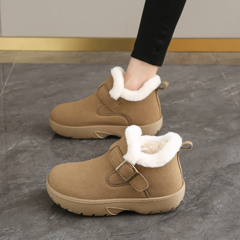 Retro Bean Boken Shoes for Women 2024 Winter New Style Lazy One Step Warm Thick Bottom with Velvet Cotton Shoes