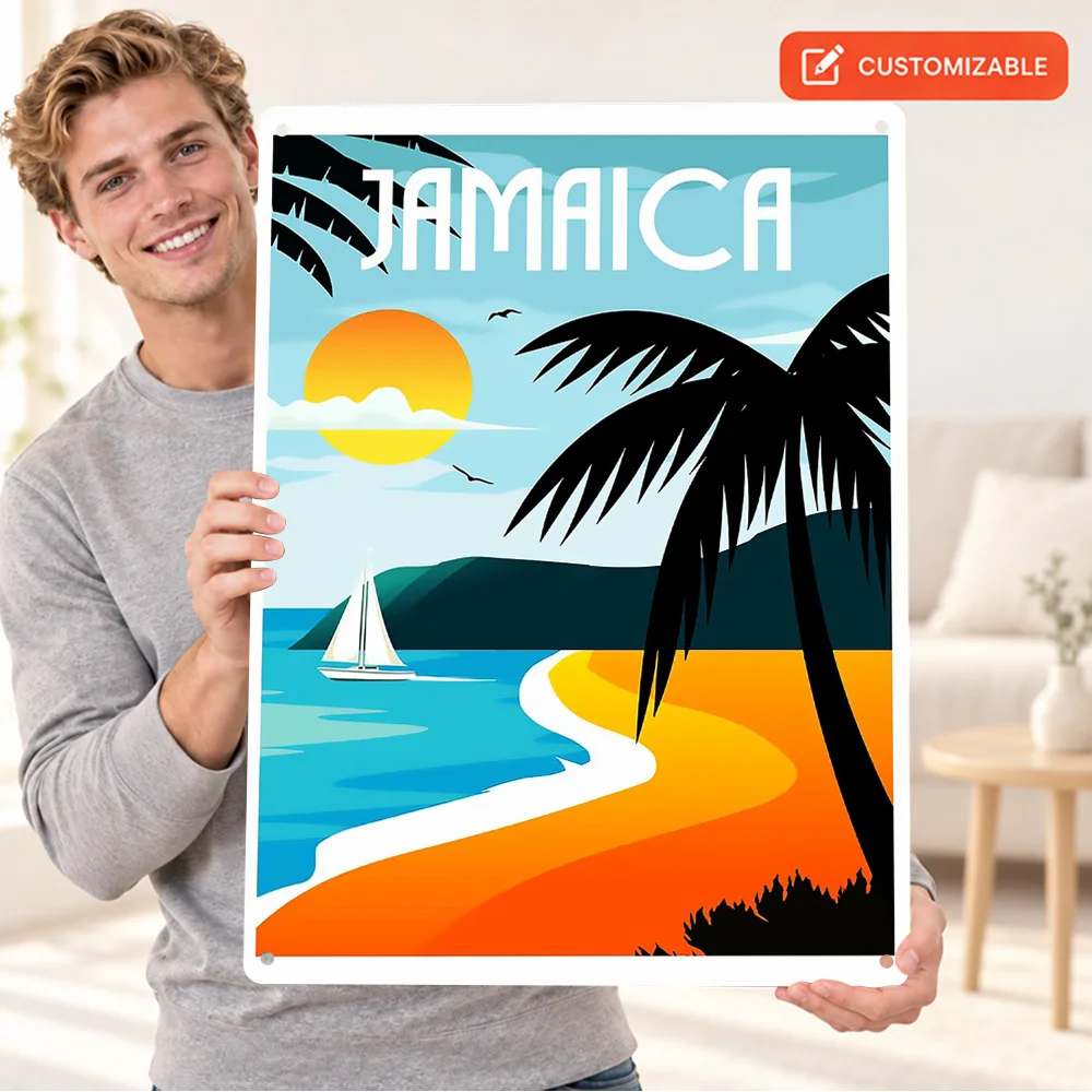 Jamaica Tropical Travel Textured Metal Poster Retro Creative Style Bedroom Wall Art Customized Aluminum Sign Housewarming Gift