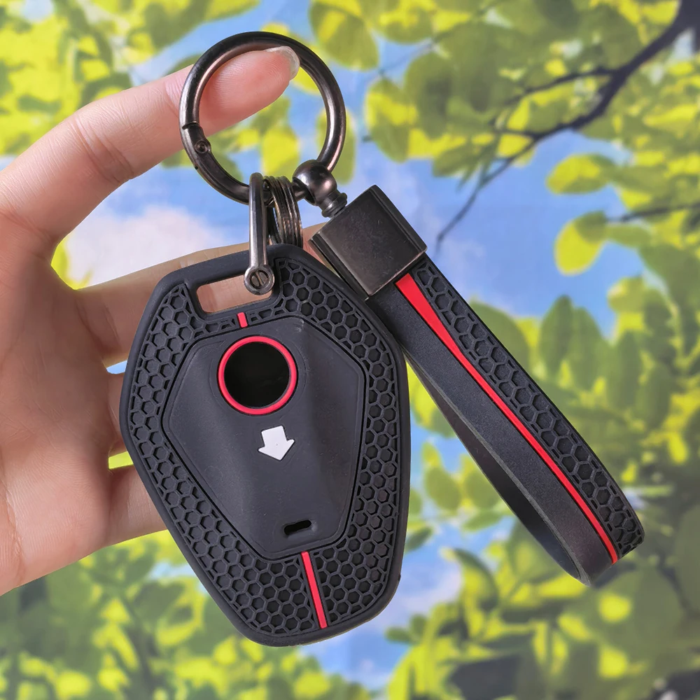 Textured Silicone Key Sleeve With Keychain For BMW R1300GS R1300 1300GS 2025 R1250GS R1250 ADV Motorcycle Key Fob
