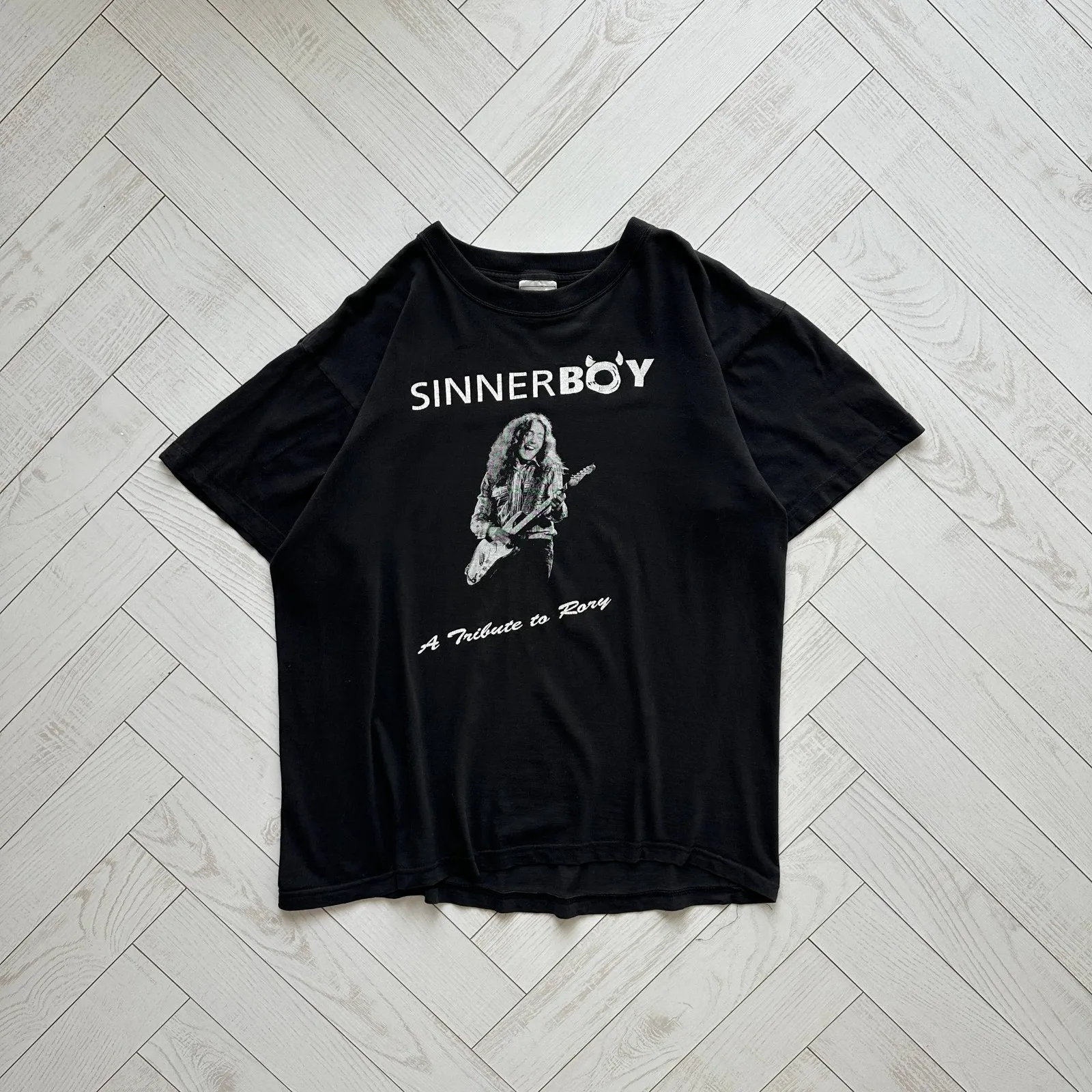 Sinnerboy Tribute to Rory Gallagher blues rock vintage tee Irish legend 90s rare