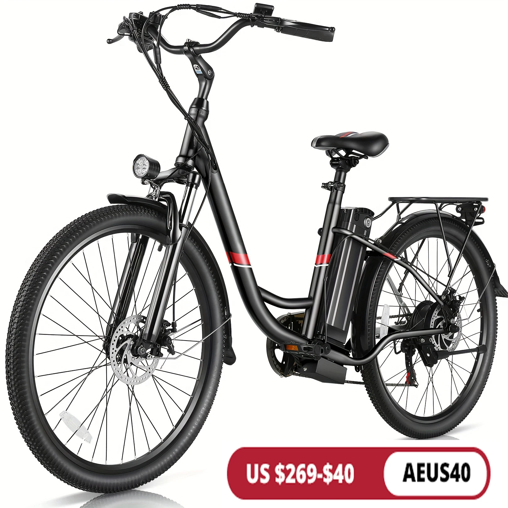 26'' Electric Bike for Adults, with 500W Motor 48V 374.4Wh Removable Battery,  20MPH & 50 Miles,Cruise Control