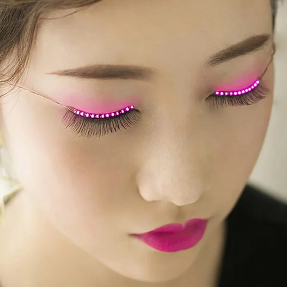 LED Light ขนตาปลอมยาวมาสคาร่าขนตาปลอมสีดำ Nautral Handmade Eye ที่ต่อขนตาปาร์ตี้ฮาโลวีน