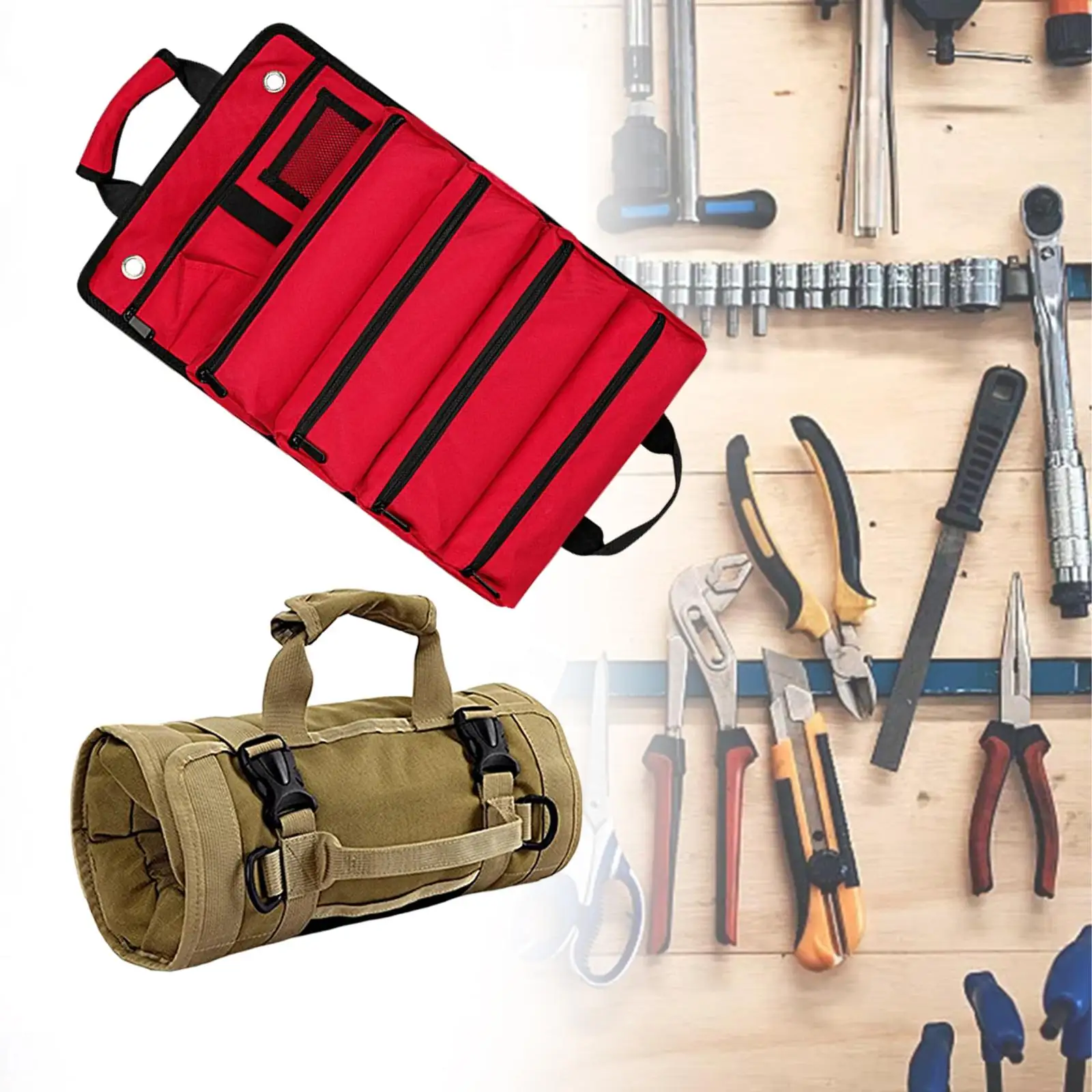Organizer do przechowywania narzędzi w torebce z 5 kieszeniami zapinanymi na zamek dla elektryka,
