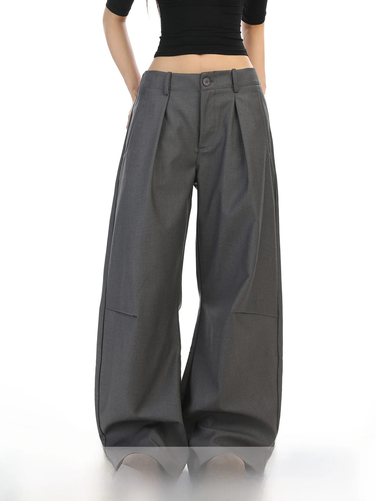 

Повседневные женские брюки с высокой талией, широкими штанинами, свободного кроя, струящиеся, прямого силуэта, модные