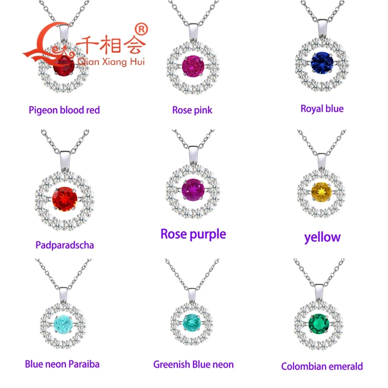 

6mm round shape Natural moss agate dancing stone green color S925 Silver 15mm moissanite around Pendant Jewelry gift necklace