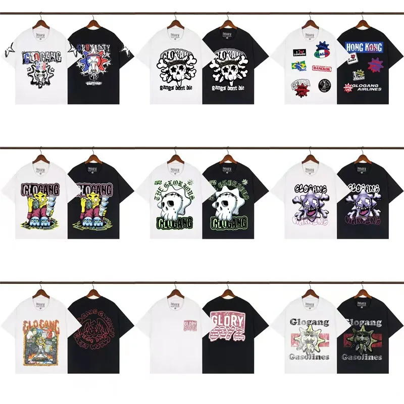 

GLO GANG European and American street cartoon print high-quality trendy pure cotton short sleeved T-shirt for both men and women