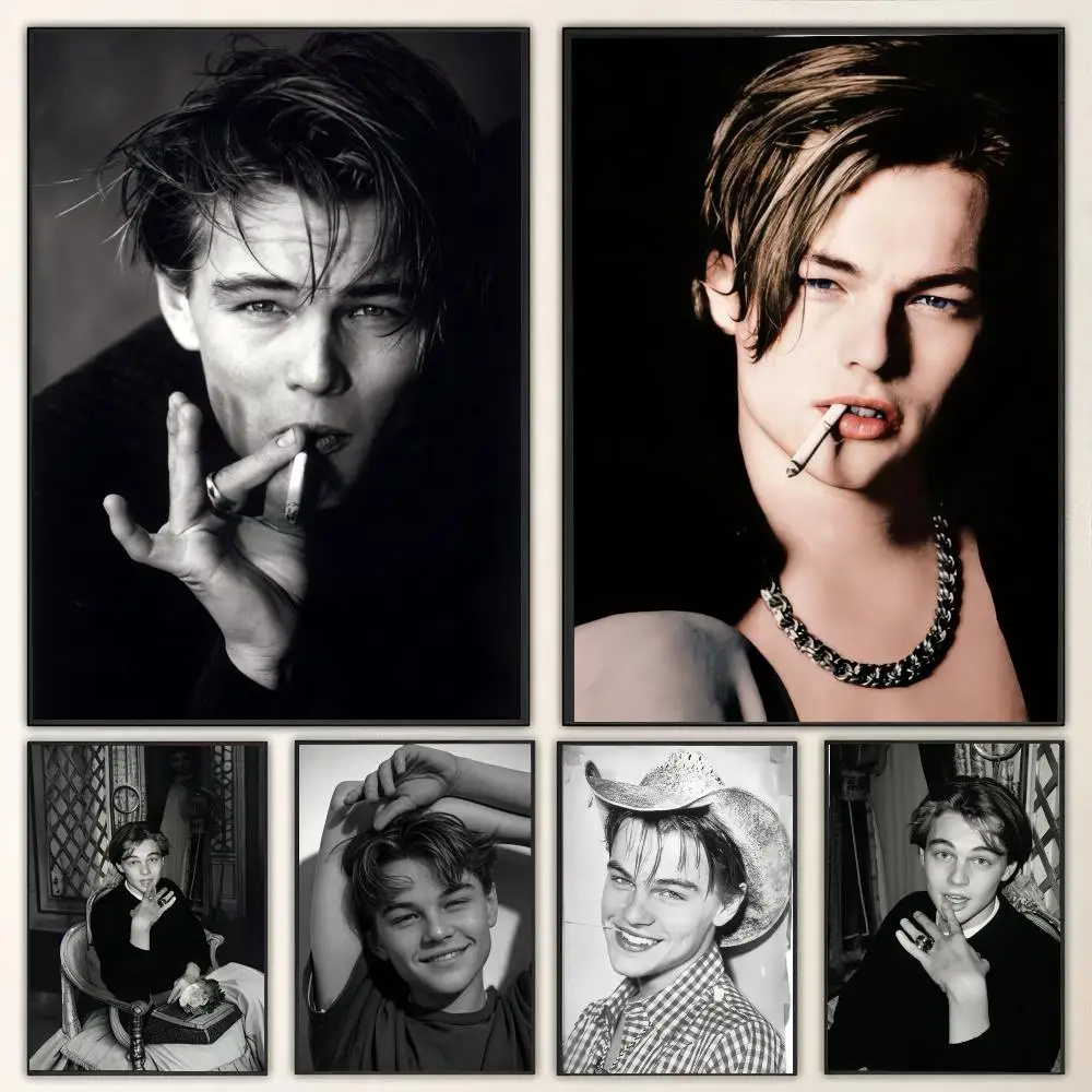 Actor L-Leonardo DiCaprio Painting Calligraphy Canvas Poster Wall Art for Living Room Bedroom Cafe Decor Gift