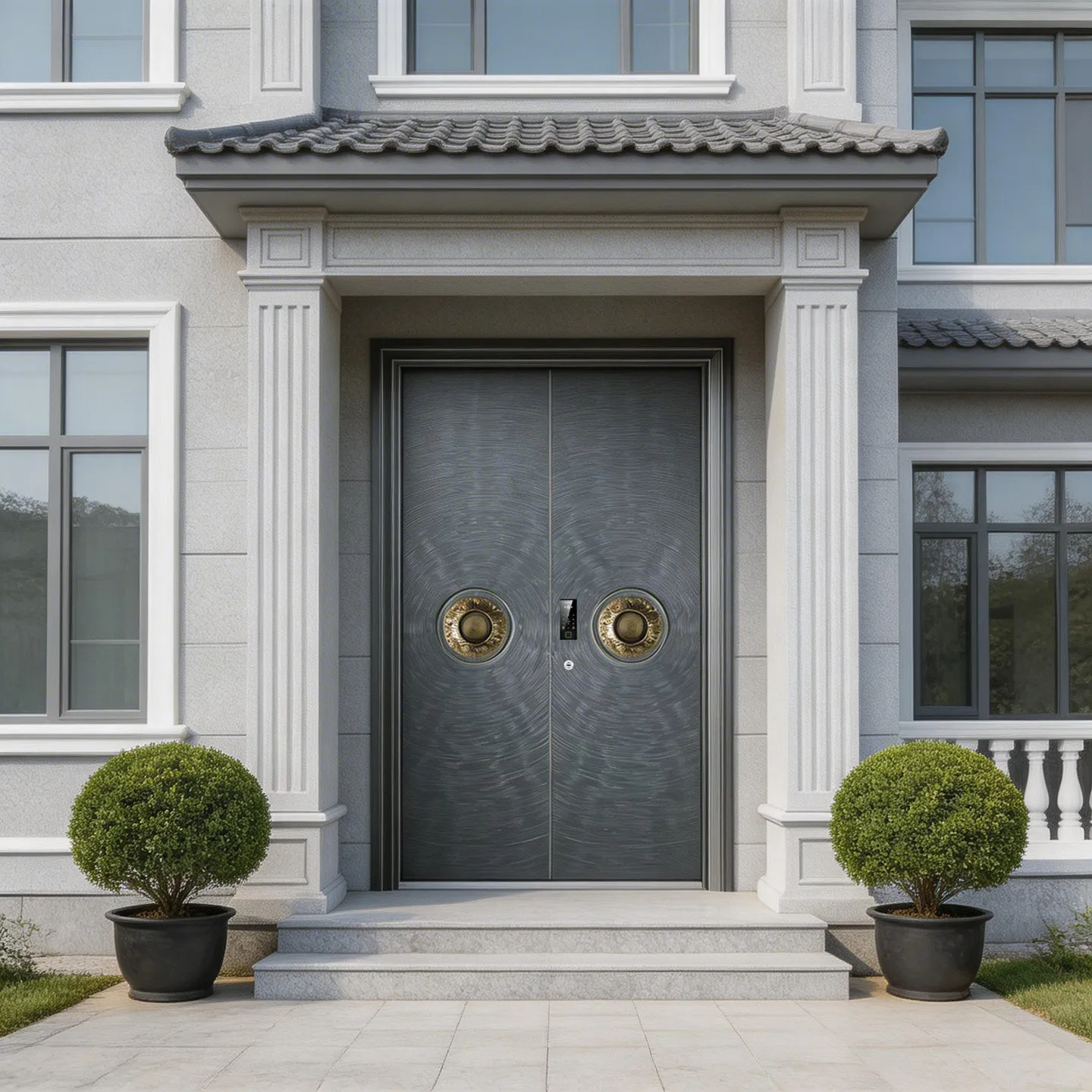 Chinese-style double-opening villa door, rural self-built house custom entry door, cast aluminum anti-theft door