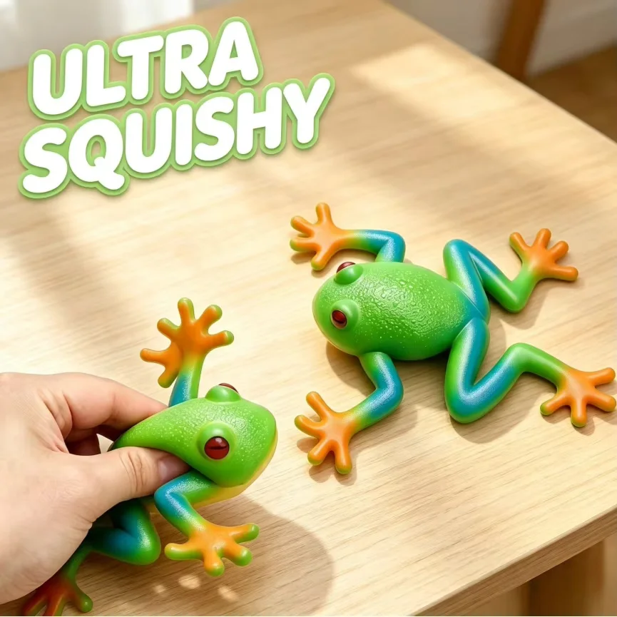 Soft Rubber Particles Stress Reliever Frog Toy - Pinch Fun Sensory Game Mischief Fake Frog Model for Children's Gift
