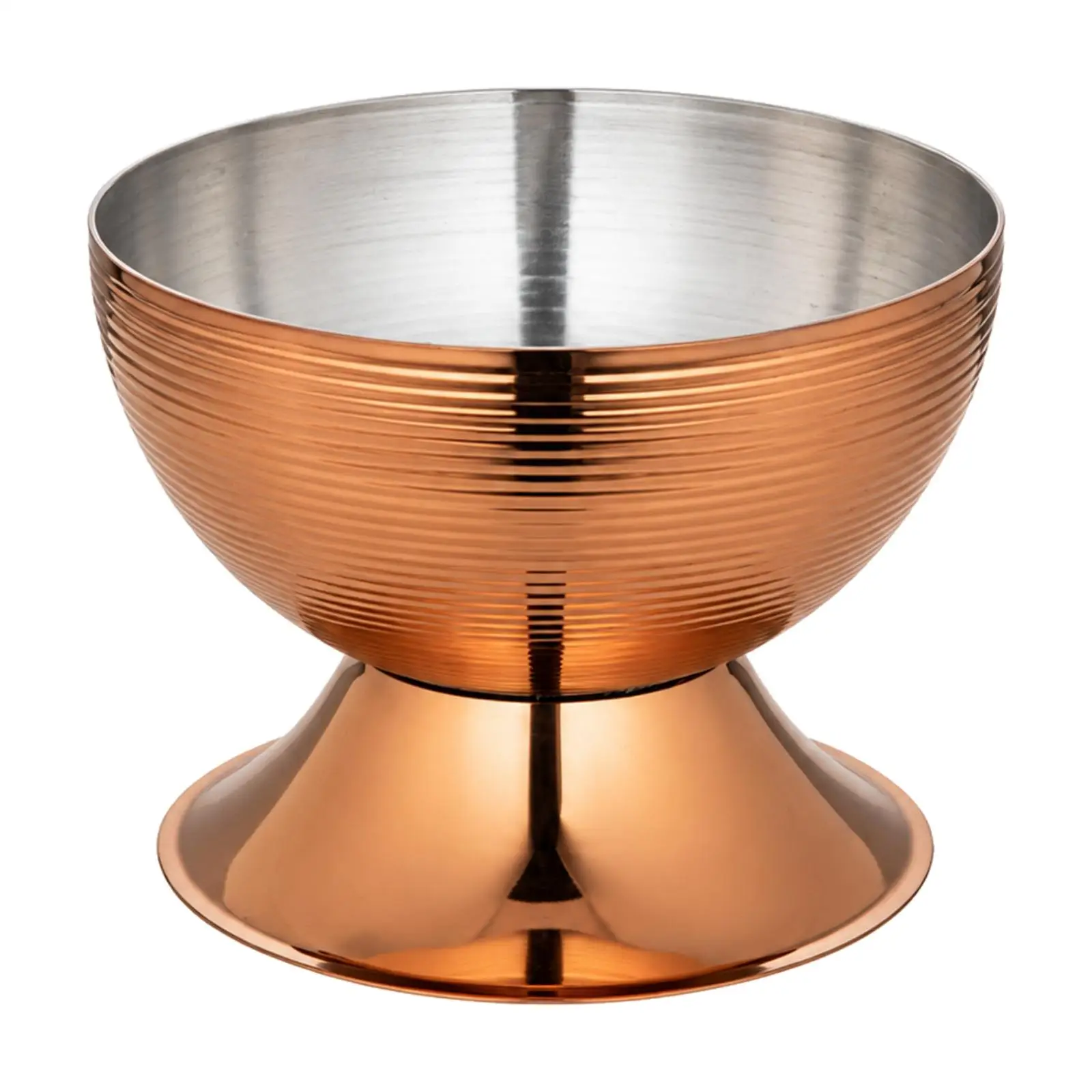 Silver Tone Interior Rose Gold Exterior Metal Seafood Serving Tray for Sashimi Fruit Chilled Dishes and Catering