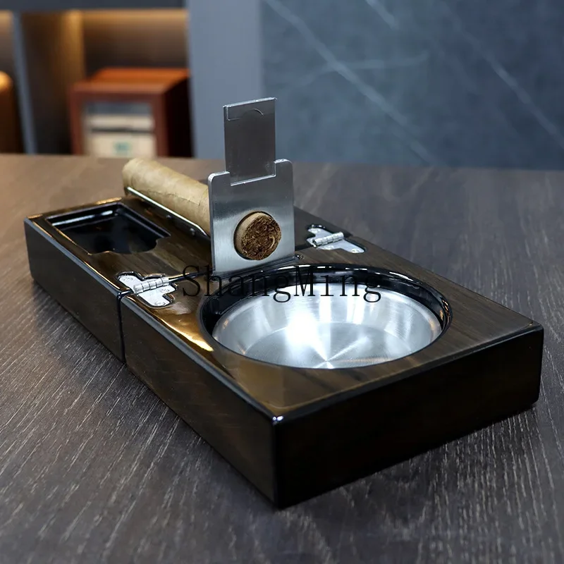 

CL cigar gift box packaging box, square piano paint antique storage gift box, cigar flip ashtray.