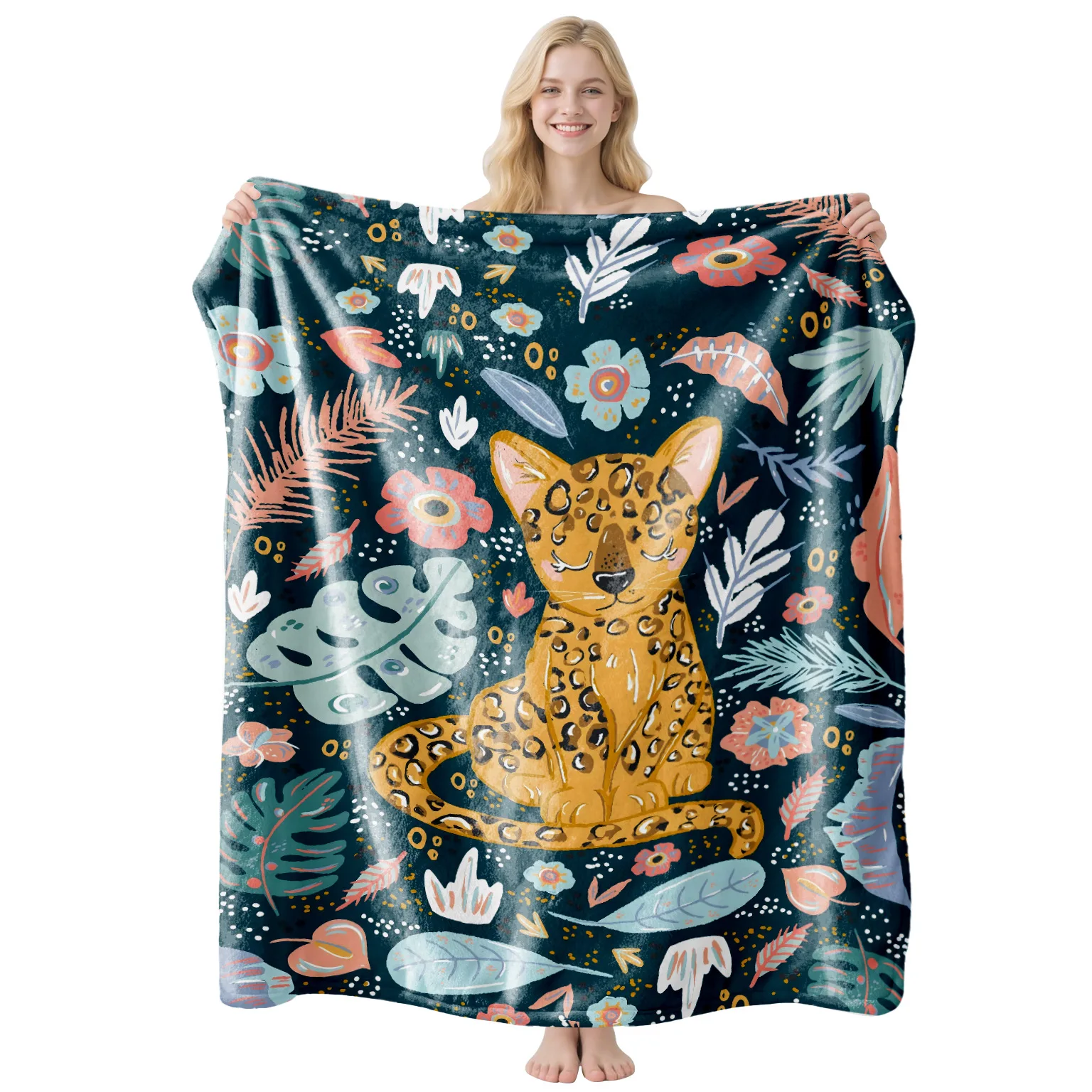 Mountain Deer Blanket Silhouette Flying Eagle Throw Couch Cover Dark Green Pine Forest Fleece Blankets Bedroom Bedding Decor