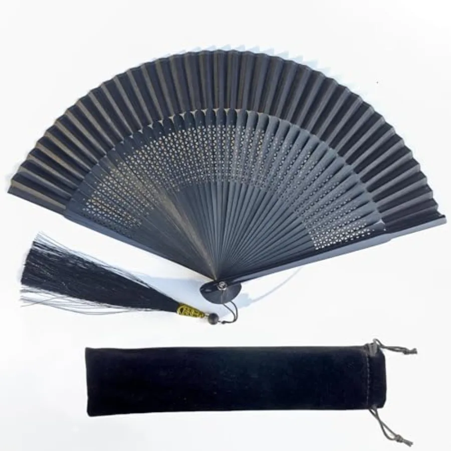 Foldable Chinese Silk Bamboo Fans - Handheld Decorative Fans for Party, Dancing, Wedding, Decoration, Cosplay, Gifts Small, ca.