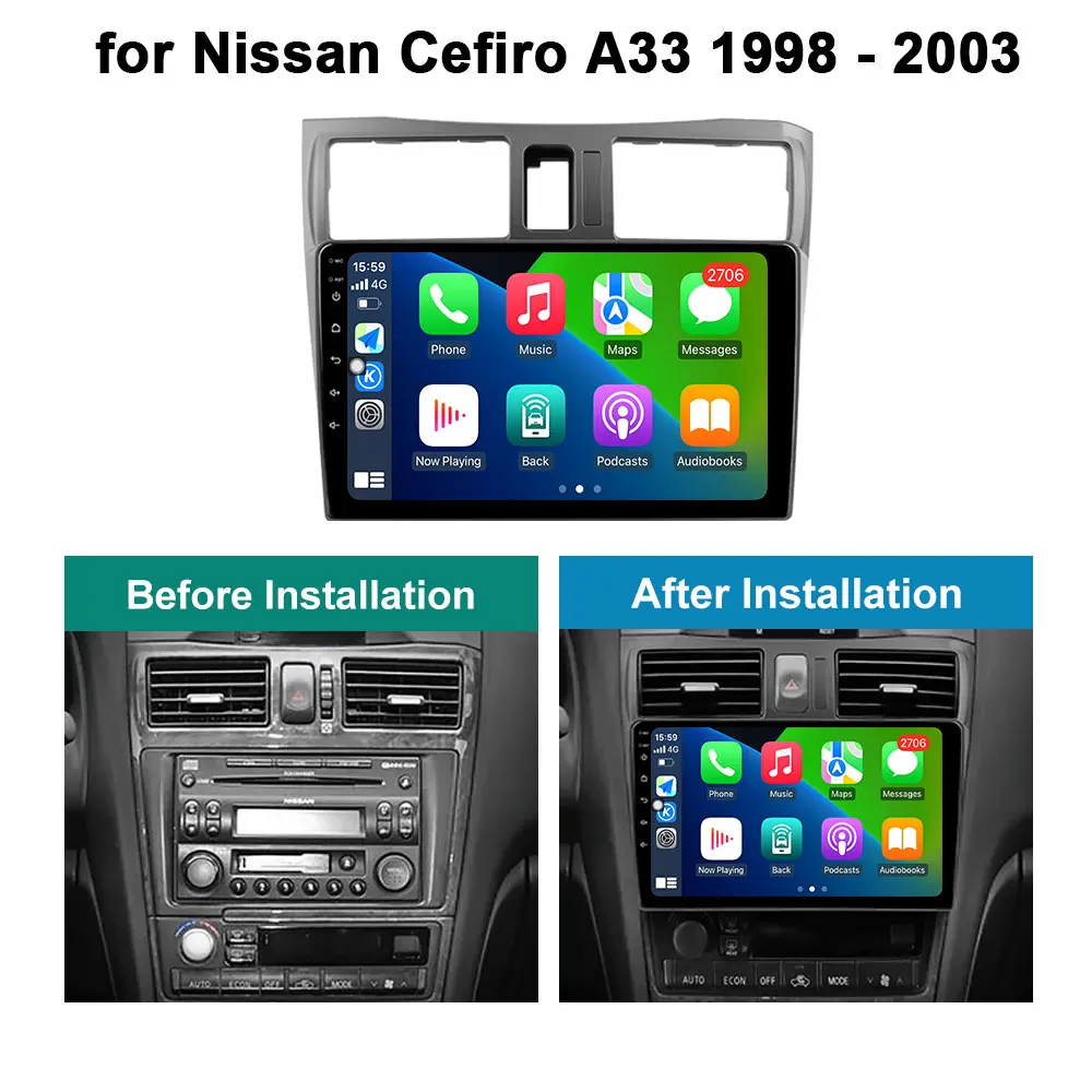 مشغل راديو متعدد الوسائط للسيارة ، نظام تحديد المواقع والملاحة ، أندرويد تلقائي ، بلوتوث ، واي فاي ، 4G ، DSP ، وحدة رأس ستيريو ، ncefiro A33 ،-
