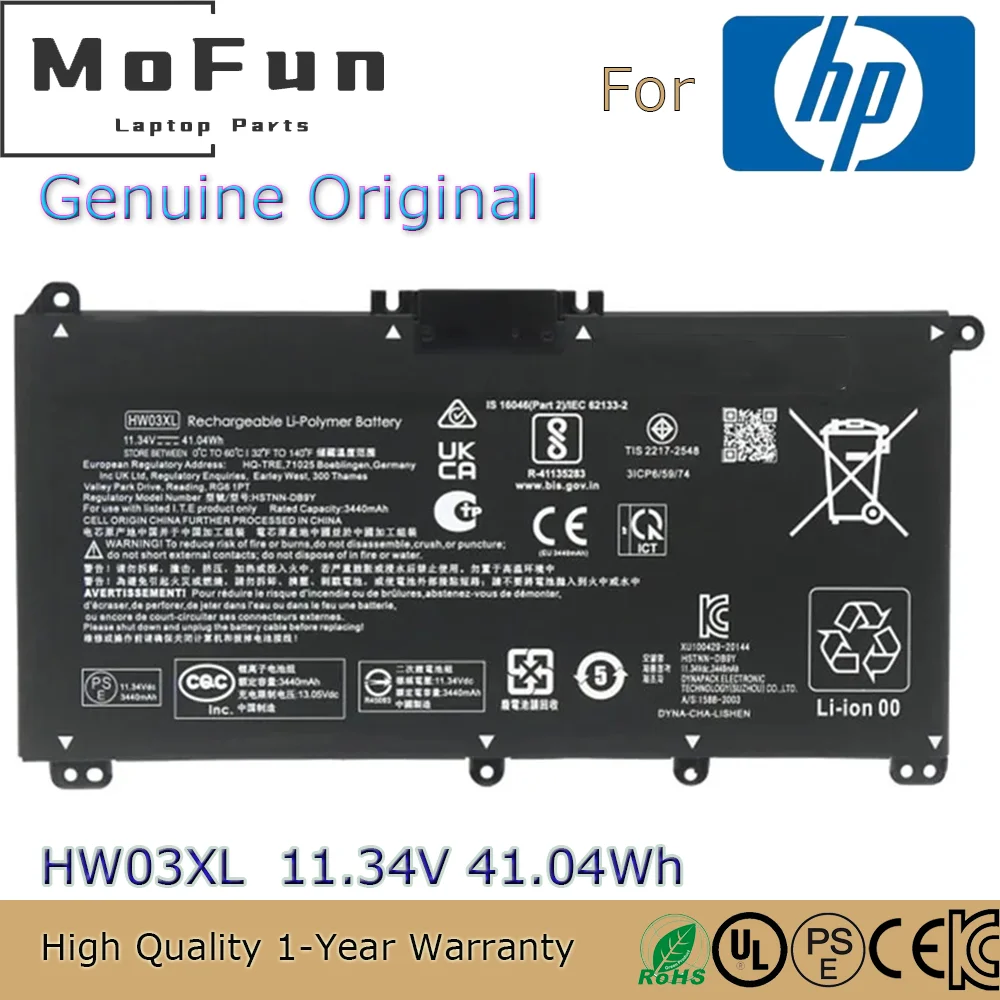 Brand New Original HW03XL 11.34V 41.04Wh Laptop Battery for Pavilion 15 15-EG0073CL 15-EG0067ST HSTNN-IB90 HSTNN-LB8U