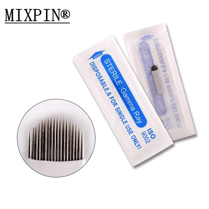 50Pcs 18 Tattoo Needles Pins U Shape Microblading Eyebrow Tattoos Permanent Manual Blade