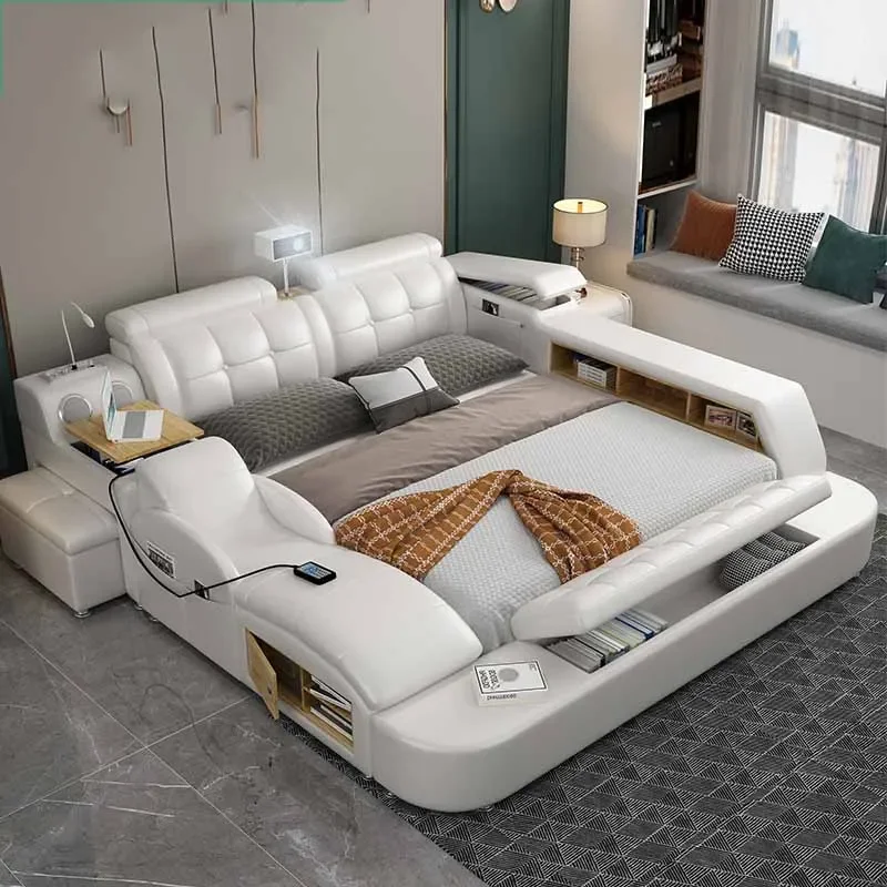 

Luxury European Double Bed Frame Italian Loft Full Size Double Bed Twin Smart Multifunctional Cama Inteligente Bedroom Furniture