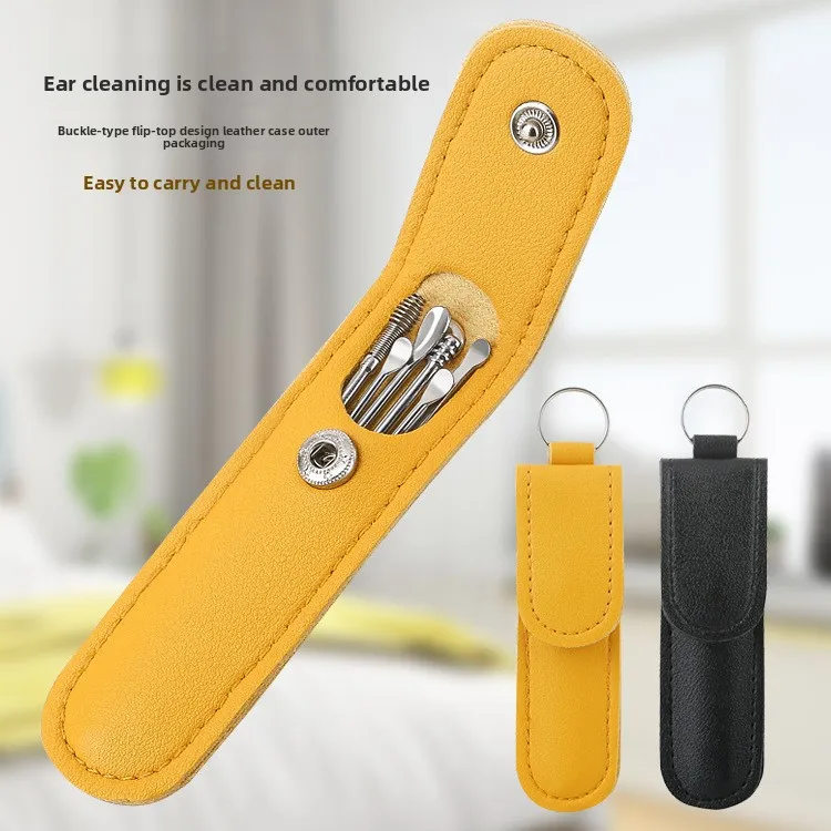 Household Portable Ear Spoon Six-Piece Set, Coil Spring Ear Picking Tool Ear Picking Set 6-Piece Ear Digging Spoon