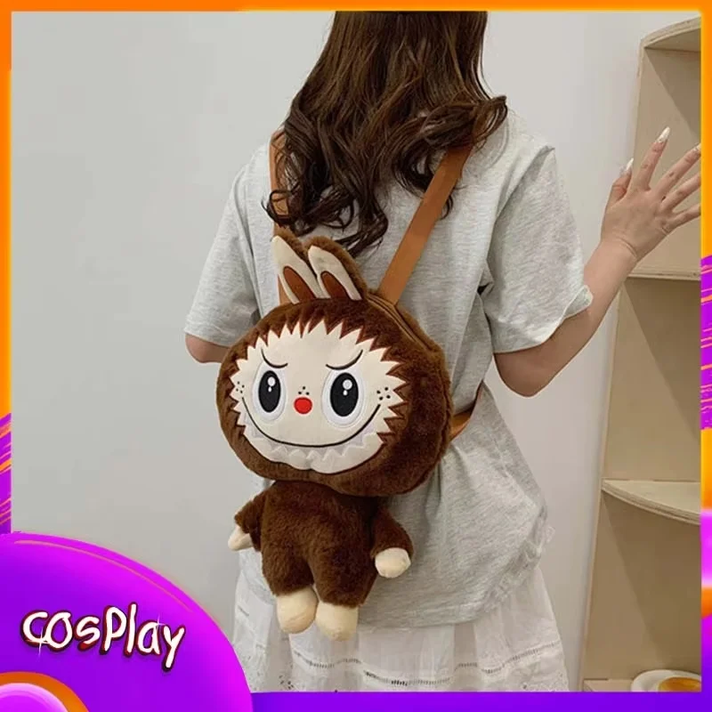 Labubu Figure Backpack Anime Cartoon Kawaii Plush Doll Backpack Cute Outdoor Bag Casual Fashion Girl Bag Kid Schoolbag Gift