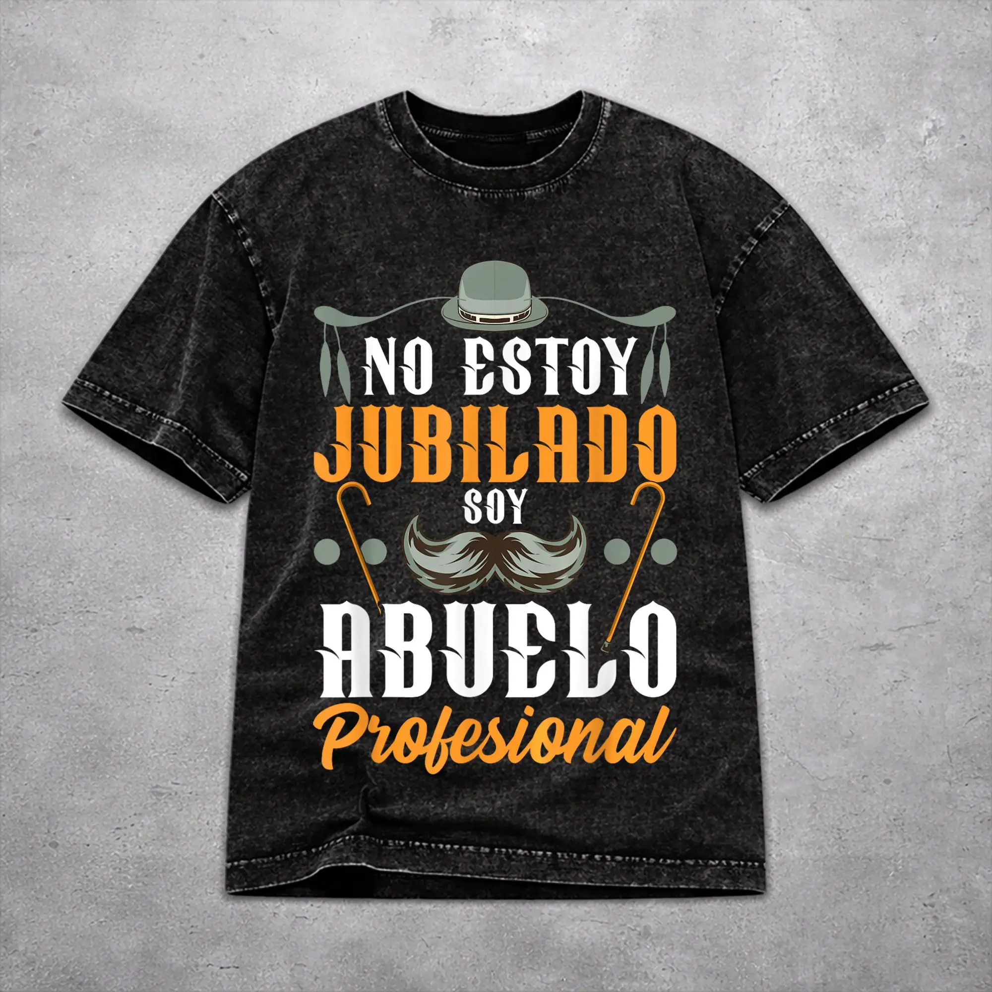 No Estoy Jubilado Soy Abuelo Profesional  T Shirt Washed Style For Men Women 100% Cotton Tee Shirts Clothes