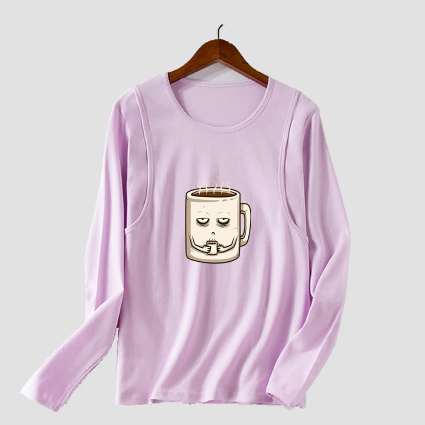 

cartoon cup Animal Maternity T-shirts Maternity Nursing Breastfeeding Long Sleeve Pregnant Women Pregnancy Tops Add Your Design