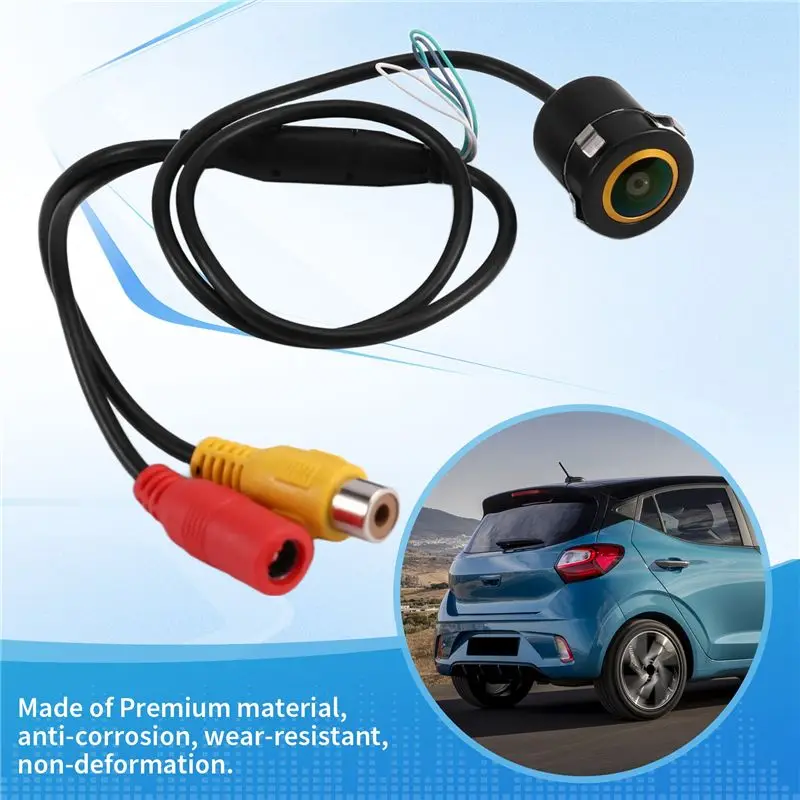 A82M-Universal 170 Degree Fisheye 1080P HD Rear View Camera Golden Lens Wide Angle Night Vision Parking Guide Lines AHD/CVBS