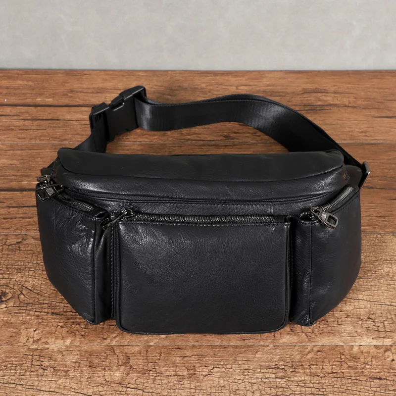 

Original Leather Waist Pack Men Chest Bags Multifunction Men's Bag Shoulder Bags Genuine Leather Male Cross Body Waist Bag