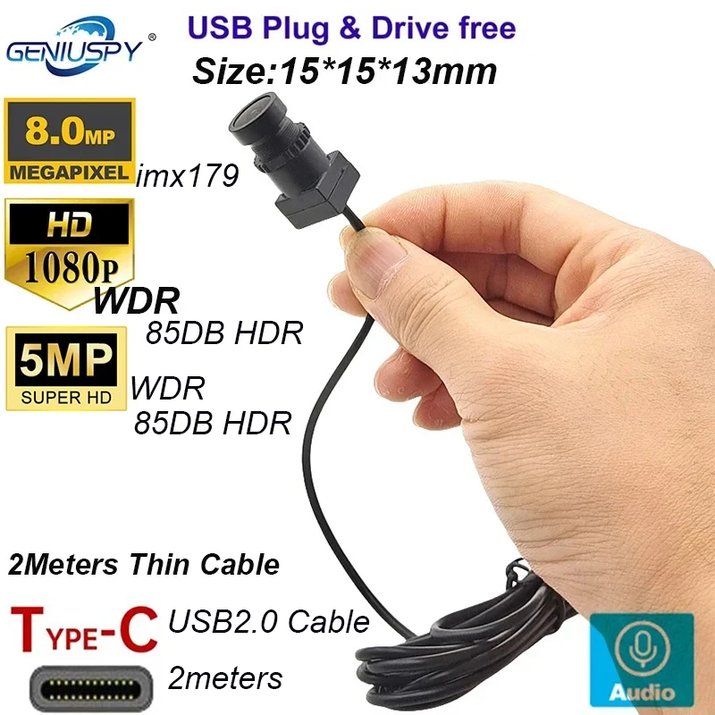 15*15MM TYPE-C CCTV USB Cam Module High Speed 2MP 5MP WDR Low Lux 8MP 4K OTG UVC Small USB Camera Security for ATM Bank Kiosk