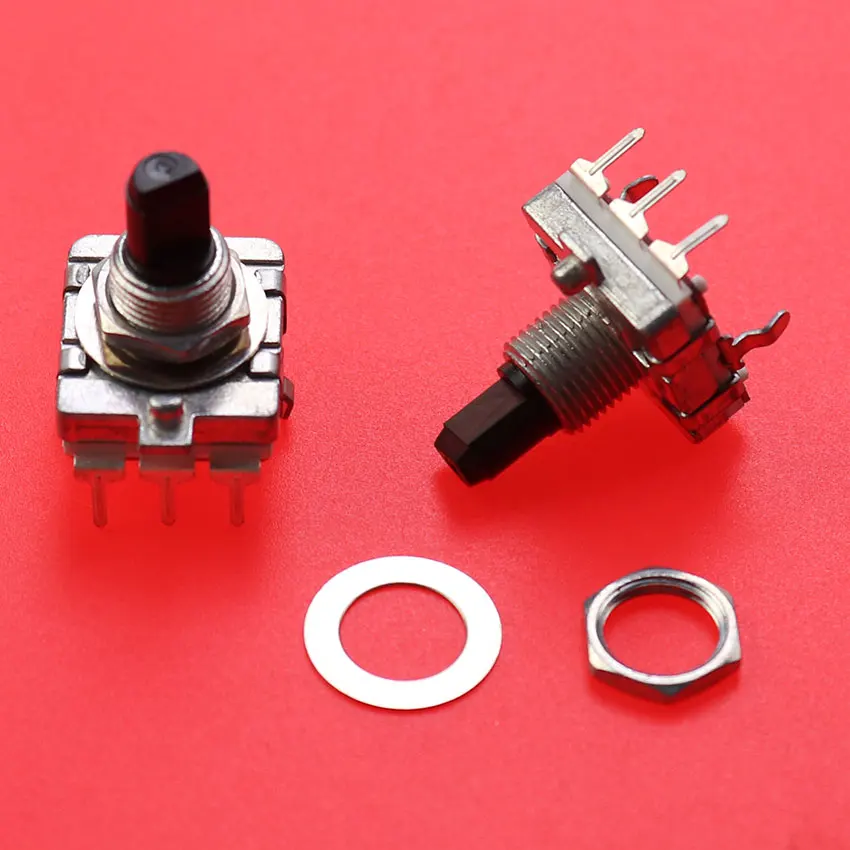 1pcs EC16 Type Rotary Encoder 24 Positioning Rumber 24 Pulse Number Sawtooth Shaft 15/20/25MM Digital Rotary Potentiometer 3Pin