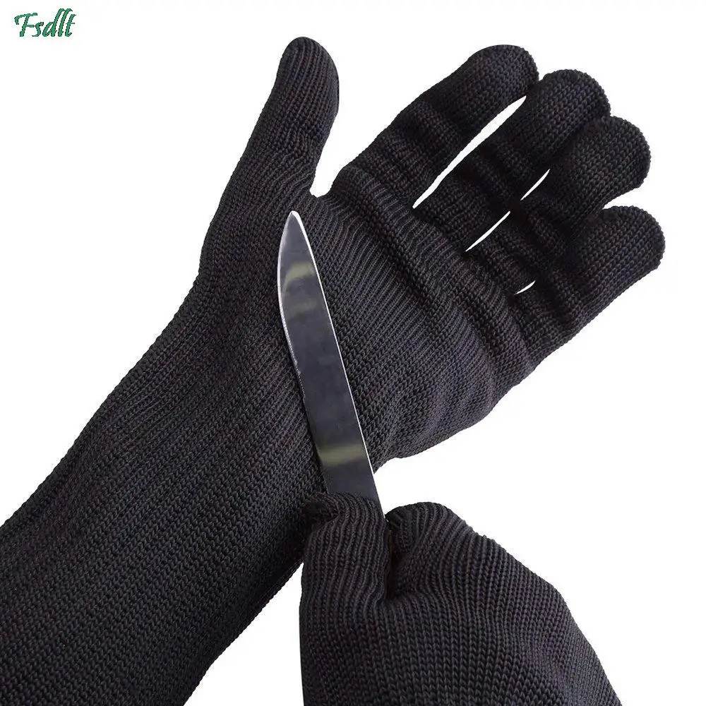 1Pair Long Anti-cut Working Gloves Metal Stainless Steel Wire Cut Resistant Gloves Anti-knife Tactical Butcher Protective Gloves