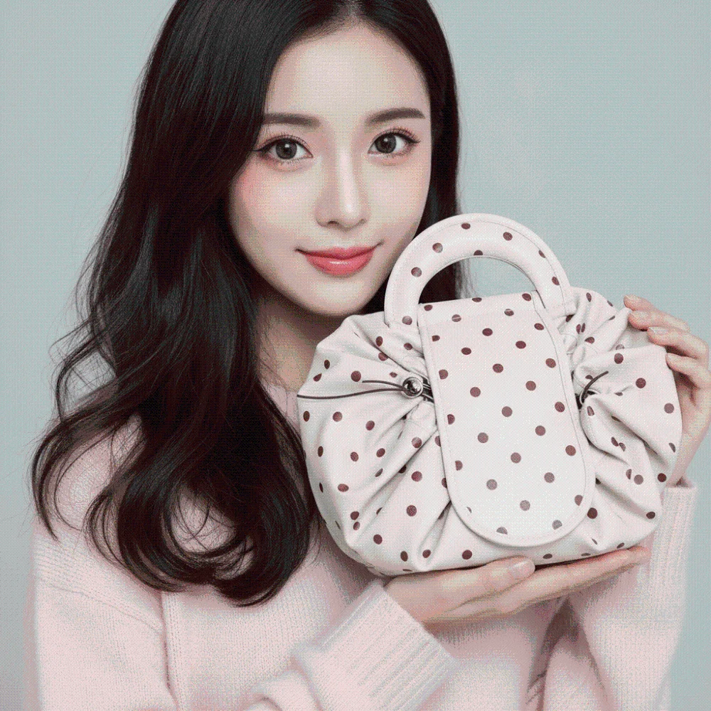 Waterproof Drawstring Makeup Pouch Portable Foldable Lazy Travel Organizer Washable Patterned Polka Dot Cosmetic Bag Travel